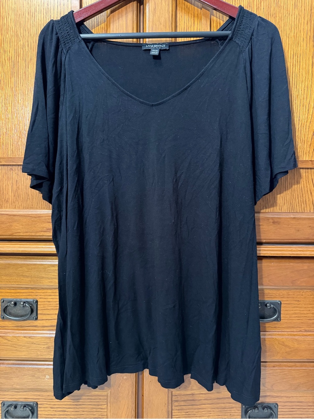 Lane Bryant Shirred Smocked Shoulder V-Neck Dolman Sleeve Plus Size Top